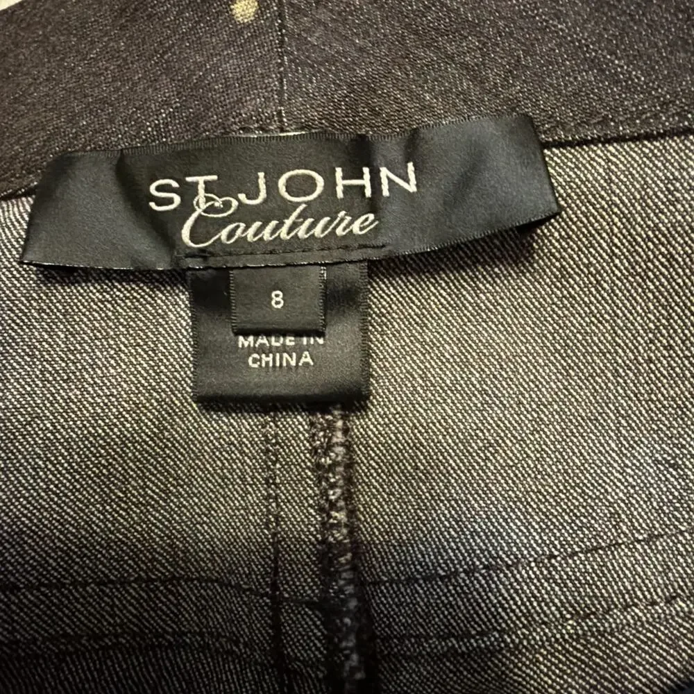 WOMEN'S DESIGNER, ST. JOHN COUTURE, DARK GRAY, STRAIGHT LEG JEAN, SIZE 8 - Picture 3 of 4